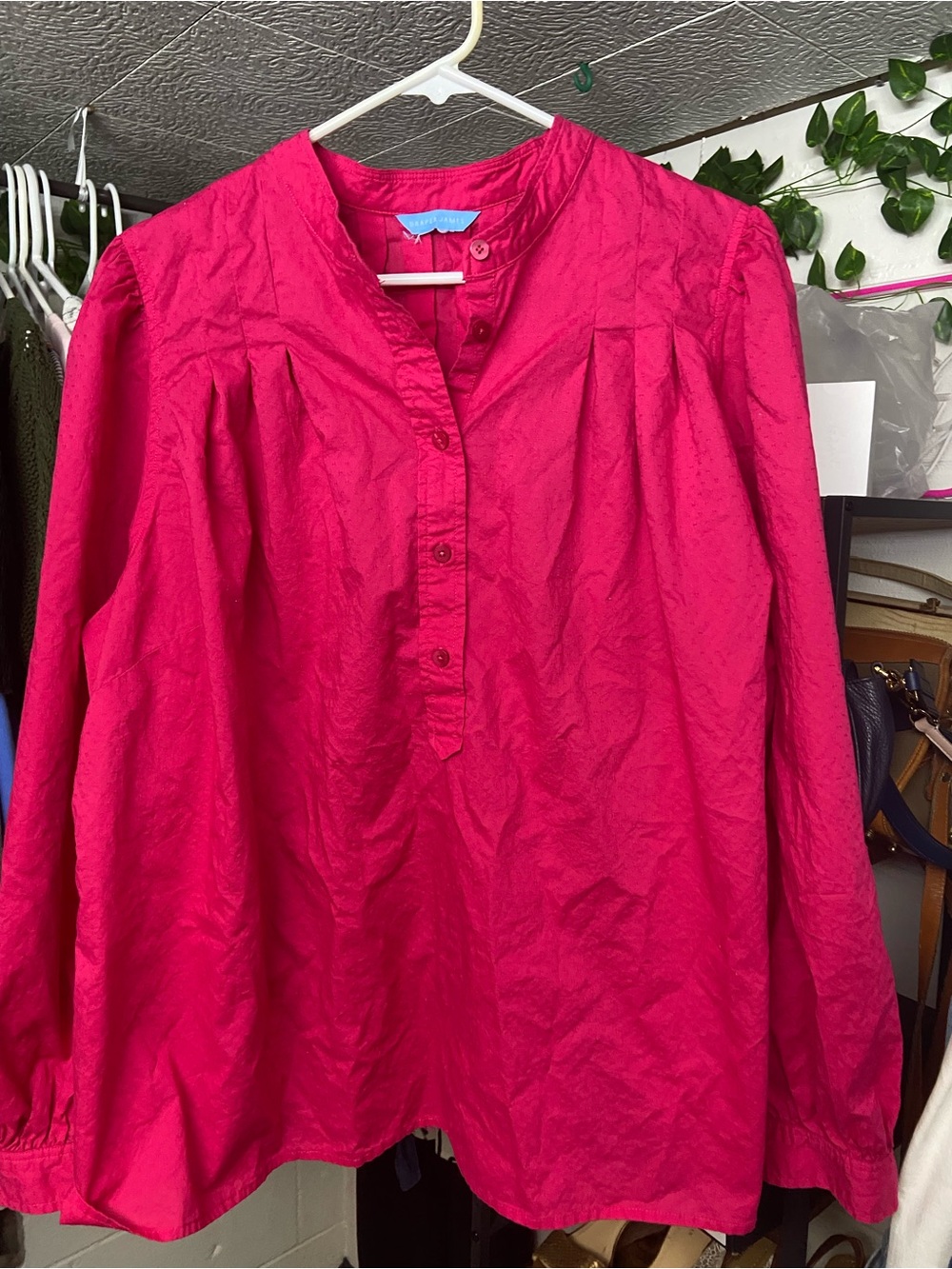 Draper James Bright Pink Long-Sleeve Button Front Shirt